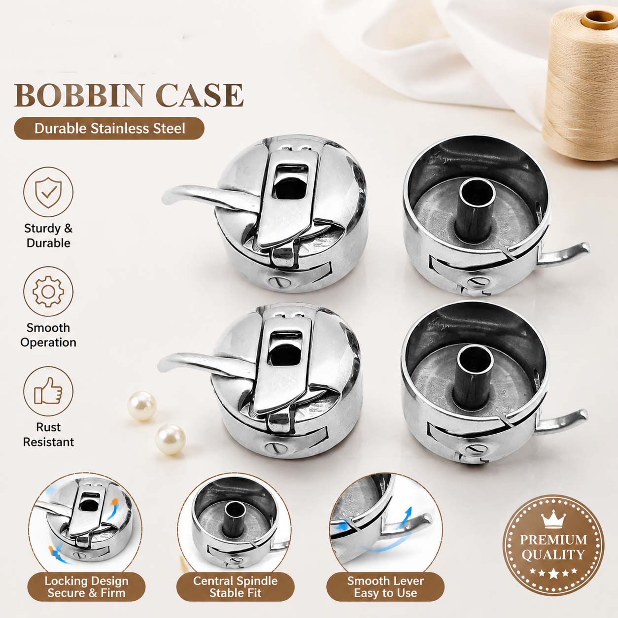 Sewing Machine Yarn - Kotak Bobbin Mesin Jahit dari Baja