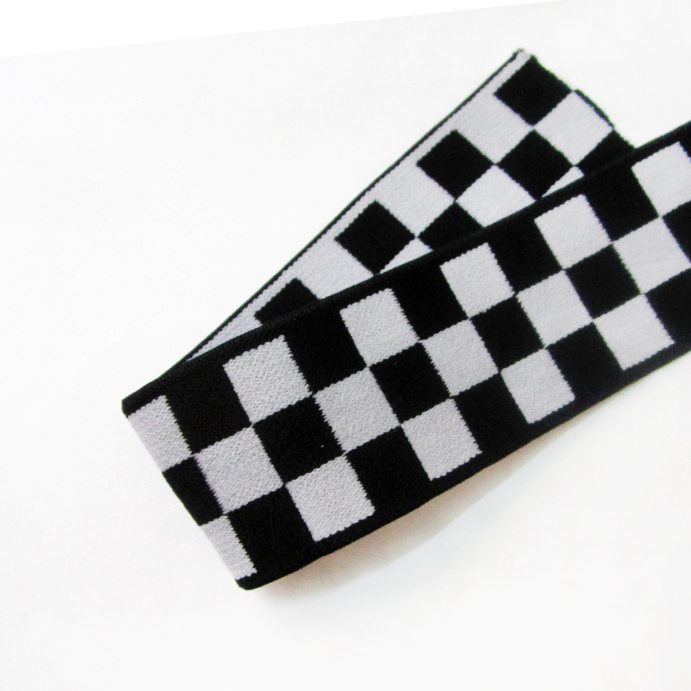 Sewing Tas - Pita elastis 4CM hitam putih motif