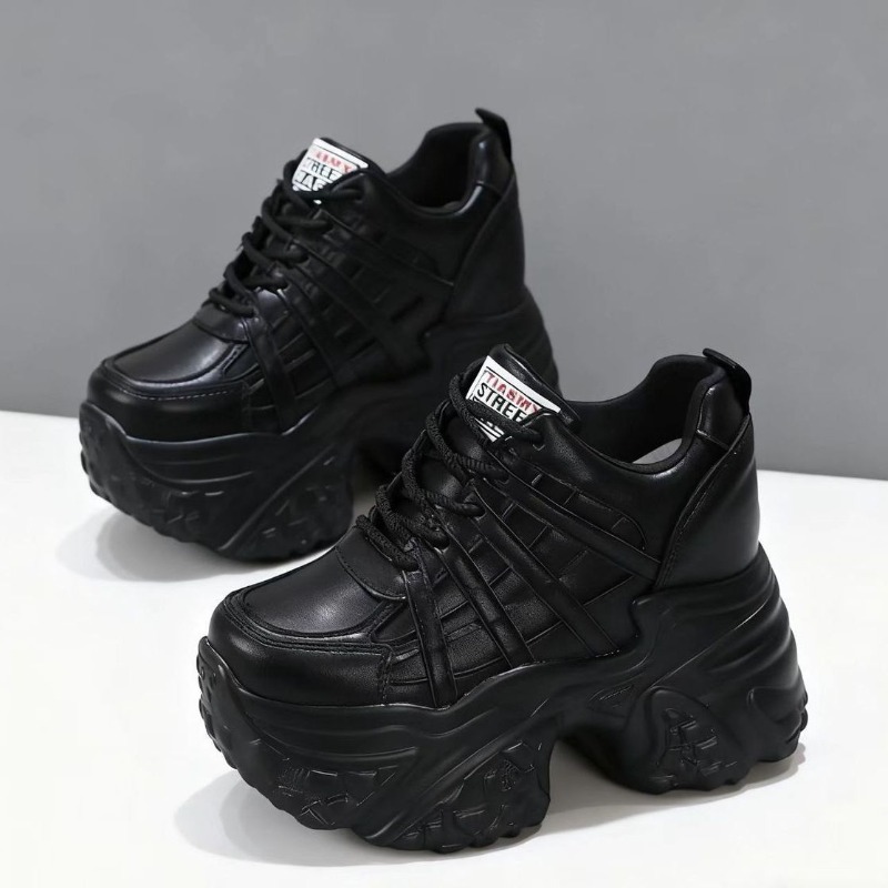 Sewing Net - Sepatu Sneakers Platform Wedge Kulit Asli