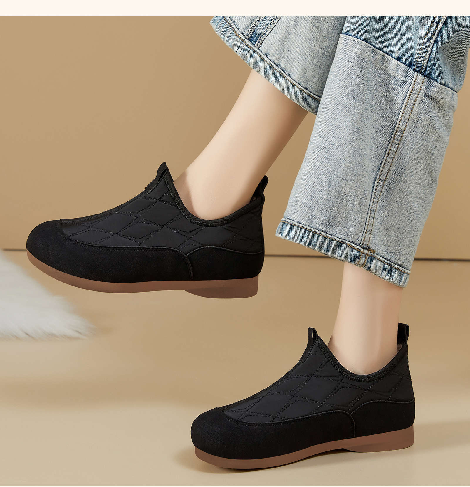 Sepatu Slip On Wanita Musim Di - Sewing Fleece ulasan dan harga